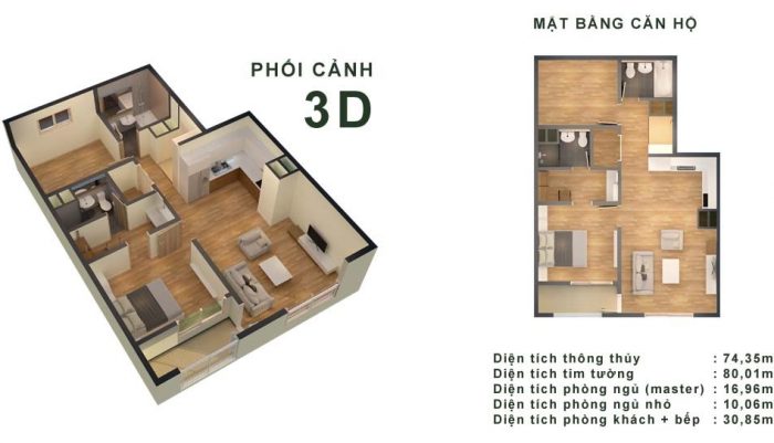 Hướng dẫn mặt bằng mẫu thiết kế căn hộ 80m2