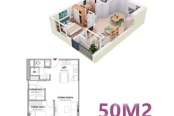Mặt bằng công trình thiết kế nội thất chung cư 50m2